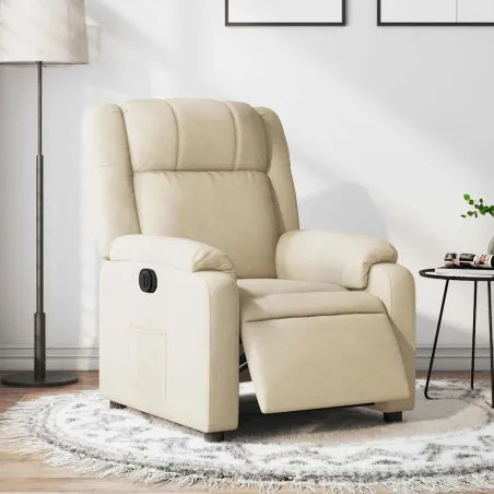 Fauteuil inclinable électrique Crème Tissu