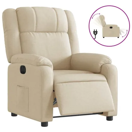 Fauteuil inclinable électrique Crème Tissu 2