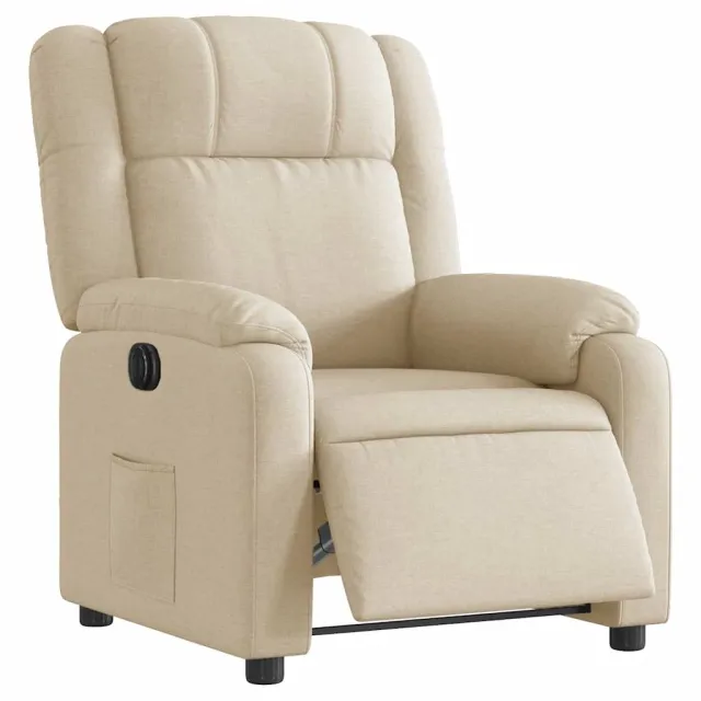 Fauteuil inclinable électrique Crème Tissu