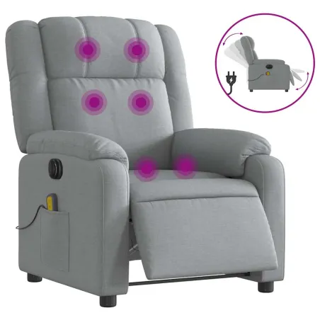 Fauteuil de massage inclinable électrique gris clair tissu