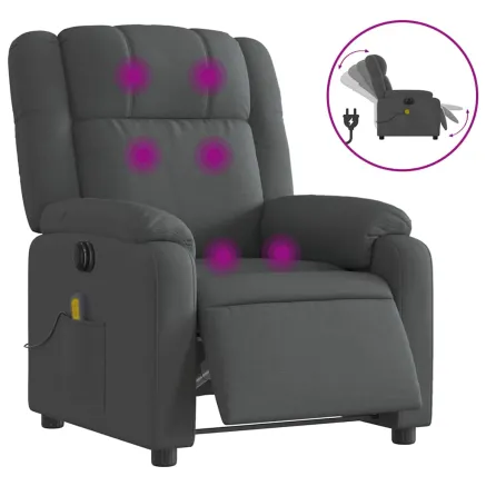 Fauteuil inclinable de massage électrique gris foncé tissu 2