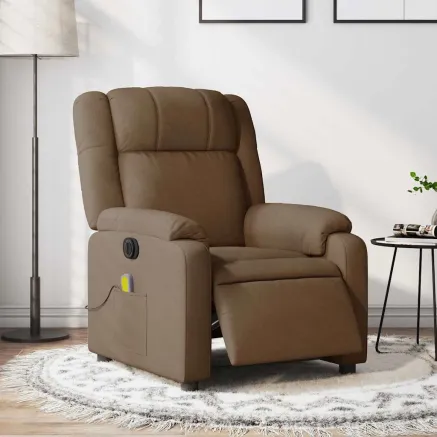 Fauteuil inclinable de massage électrique marron tissu