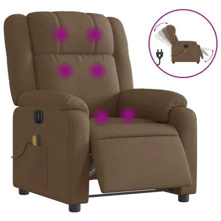 Fauteuil inclinable de massage électrique marron tissu 2