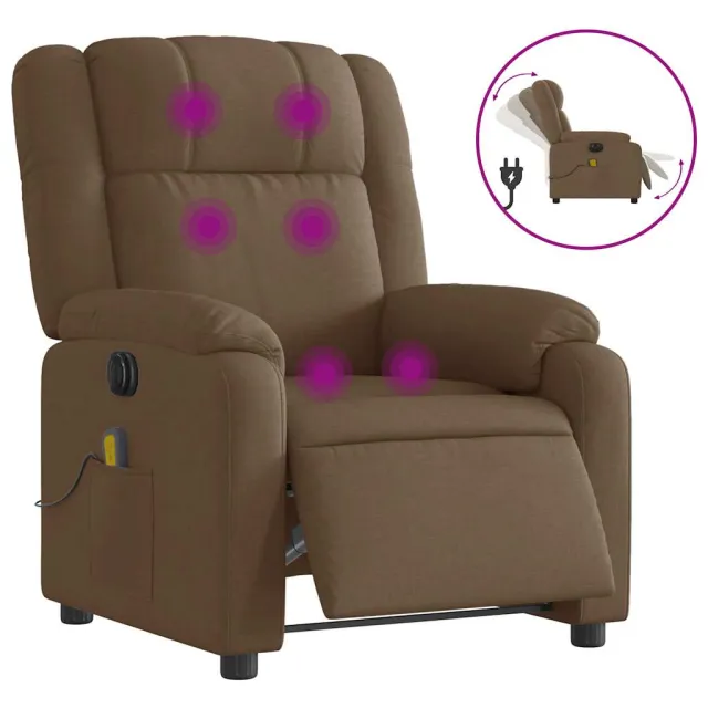 Fauteuil inclinable de massage électrique marron tissu