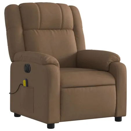 Fauteuil inclinable de massage électrique marron tissu