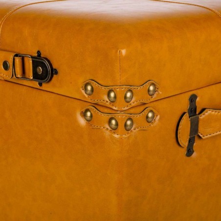 Stool Alexandra House Living Yellow Polyurethane MDF Wood 38 x 35 x 38