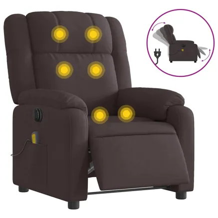 Fauteuil de massage inclinable électrique Marron foncé Tissu 2