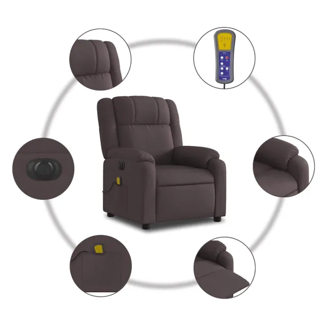 Fauteuil de massage inclinable électrique Marron foncé Tissu