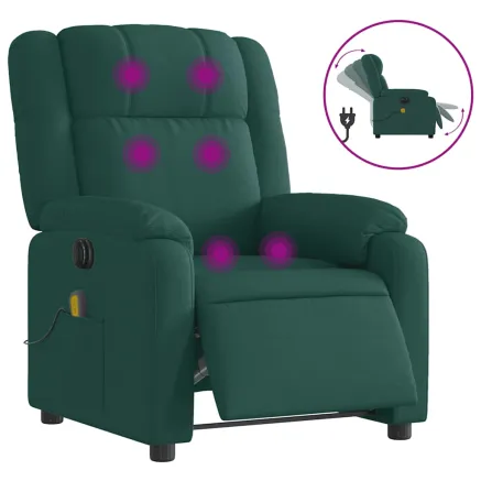 Fauteuil de massage inclinable électrique Vert foncé Tissu 2