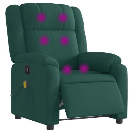 Fauteuil de massage inclinable électrique Vert foncé Tissu