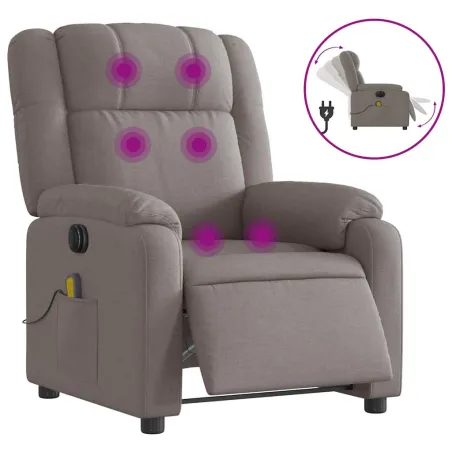 Fauteuil de massage inclinable électrique Taupe Tissu