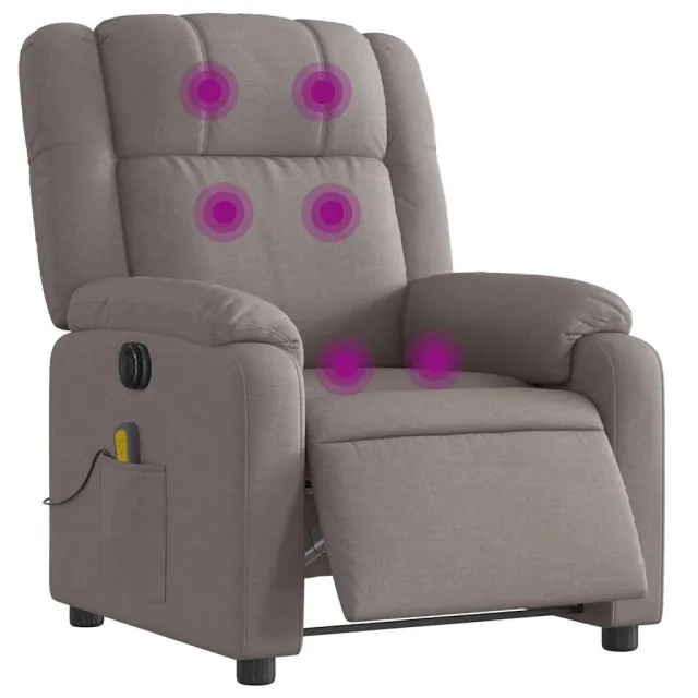 Fauteuil de massage inclinable électrique Taupe Tissu