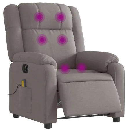 Fauteuil de massage inclinable électrique Taupe Tissu