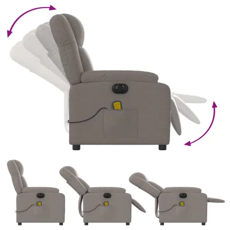 Fauteuil de massage inclinable électrique Taupe Tissu