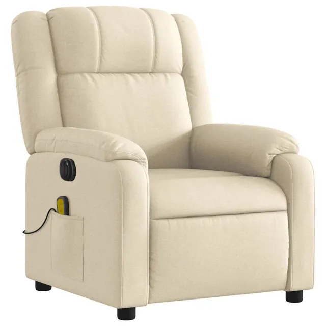 Fauteuil inclinable de massage électrique crème tissu