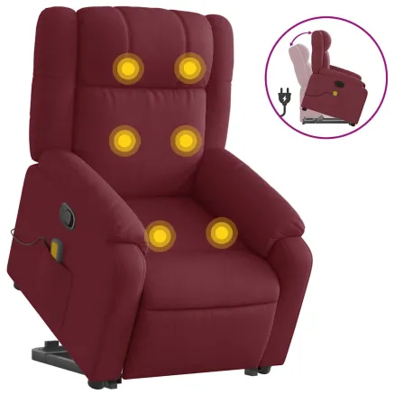 Fauteuil inclinable de massage Rouge bordeaux Tissu 2