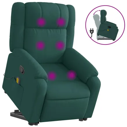 Fauteuil inclinable de massage Vert foncé Tissu 2