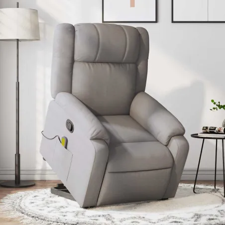 Fauteuil inclinable de massage Taupe Tissu