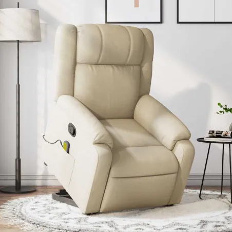 Fauteuil inclinable de massage Crème Tissu
