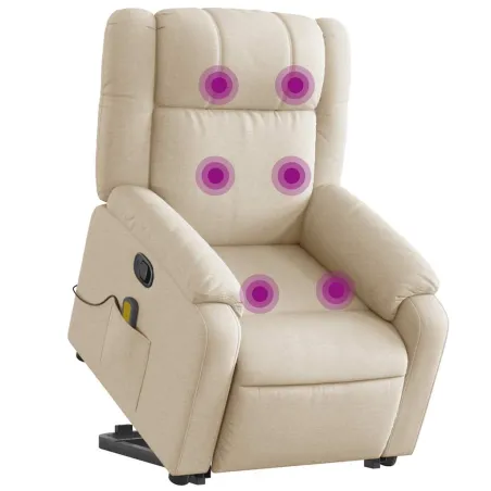 Fauteuil inclinable de massage Crème Tissu