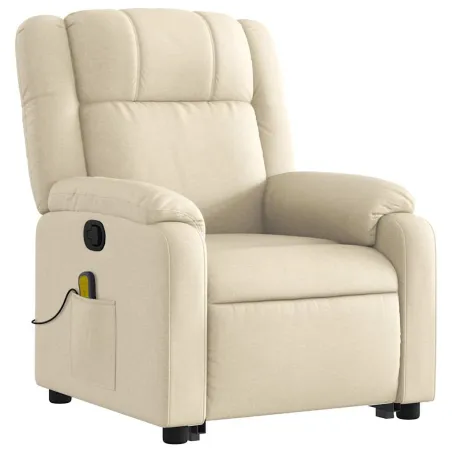 Fauteuil inclinable de massage Crème Tissu