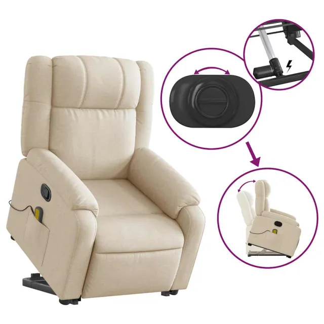 Fauteuil inclinable de massage Crème Tissu