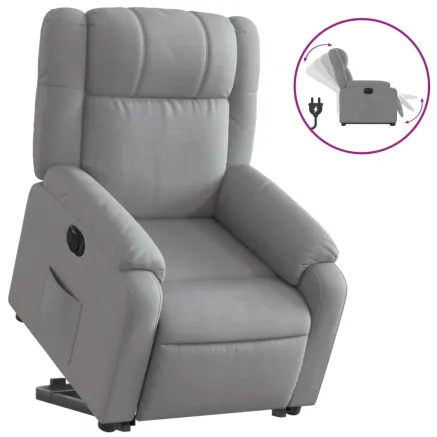 Fauteuil inclinable électrique gris clair tissu 2
