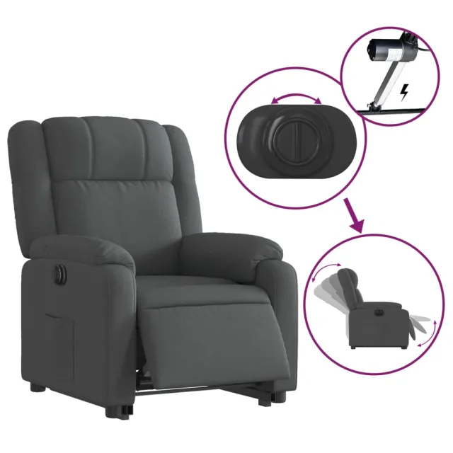 Fauteuil inclinable électrique gris foncé tissu