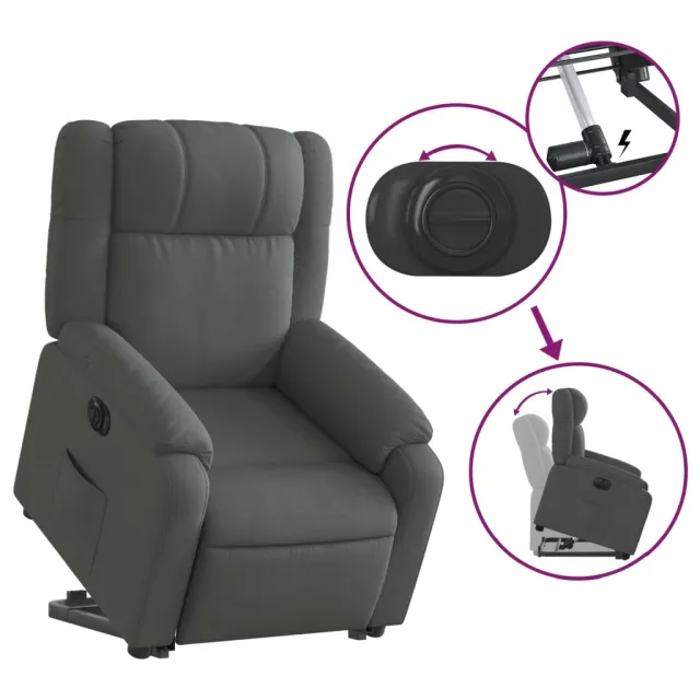 Fauteuil inclinable électrique gris foncé tissu
