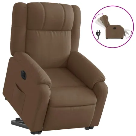 Fauteuil inclinable électrique marron tissu