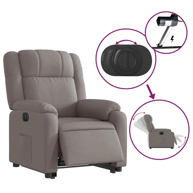 Fauteuil inclinable électrique taupe tissu