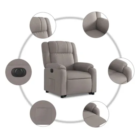 Fauteuil inclinable électrique taupe tissu