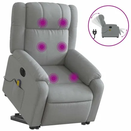 Fauteuil inclinable de massage électrique Gris clair Tissu 2