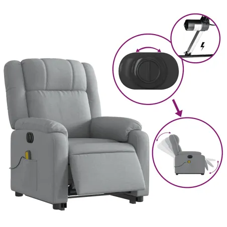Fauteuil inclinable de massage électrique Gris clair Tissu