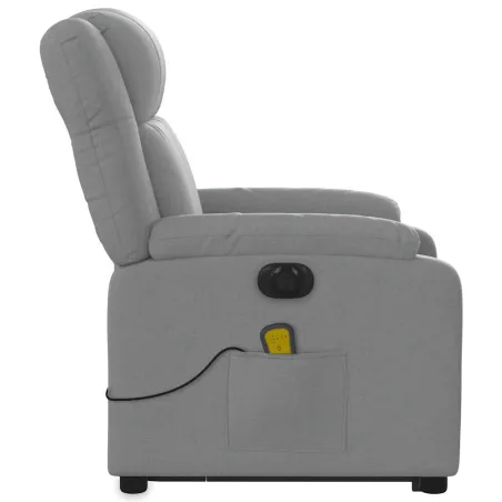 Fauteuil inclinable de massage électrique Gris clair Tissu