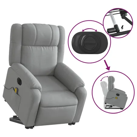 Fauteuil inclinable de massage électrique Gris clair Tissu