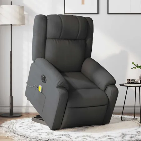 Fauteuil inclinable de massage électrique Gris foncé Tissu
