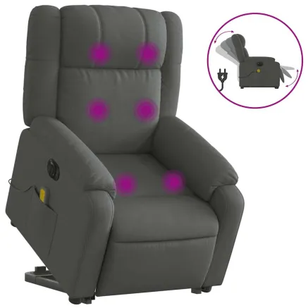 Fauteuil inclinable de massage électrique Gris foncé Tissu 2