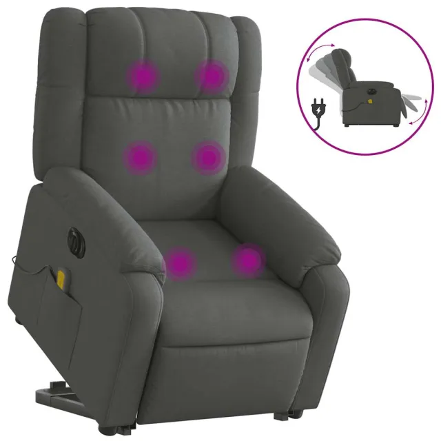 Fauteuil inclinable de massage électrique Gris foncé Tissu