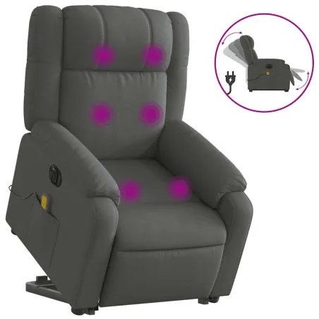 Fauteuil inclinable de massage électrique Gris foncé Tissu