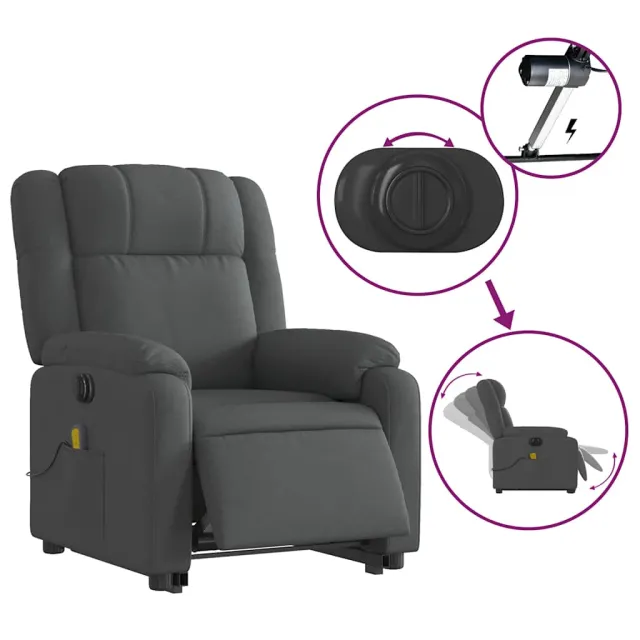 Fauteuil inclinable de massage électrique Gris foncé Tissu