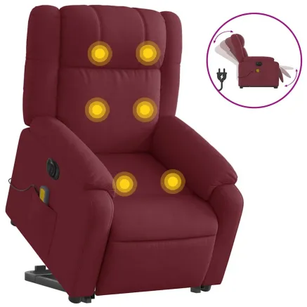 Fauteuil inclinable de massage électrique Rouge bordeaux Tissu 2