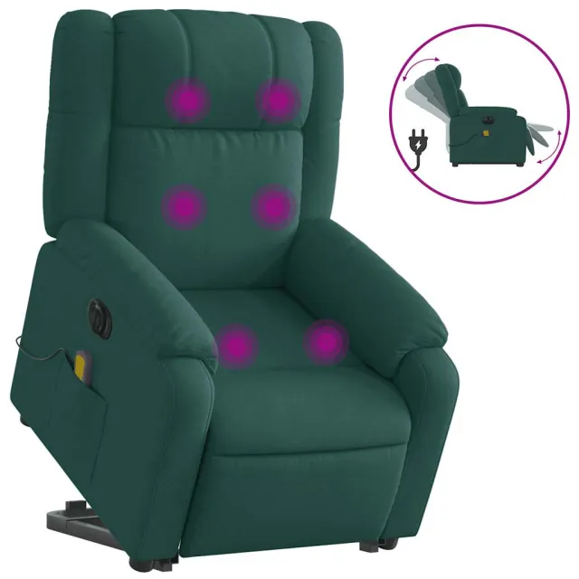 Fauteuil inclinable de massage électrique Vert foncé Tissu