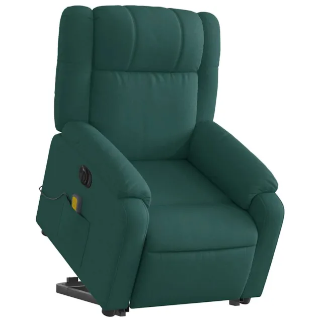 Fauteuil inclinable de massage électrique Vert foncé Tissu