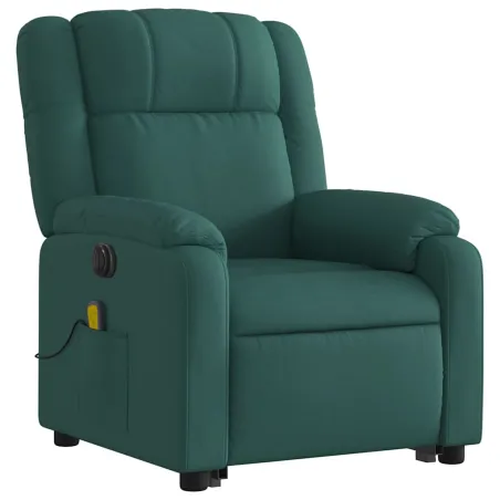 Fauteuil inclinable de massage électrique Vert foncé Tissu