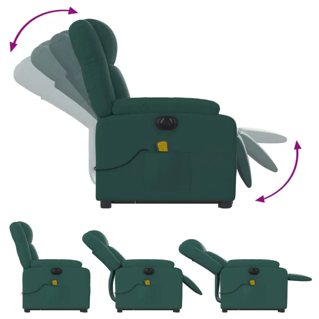 Fauteuil inclinable de massage électrique Vert foncé Tissu