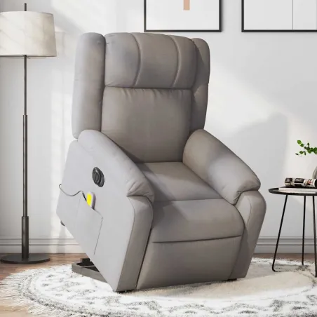 Fauteuil inclinable de massage électrique Taupe Tissu
