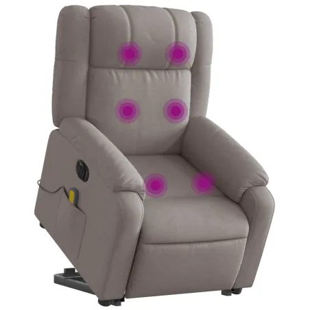 Fauteuil inclinable de massage électrique Taupe Tissu