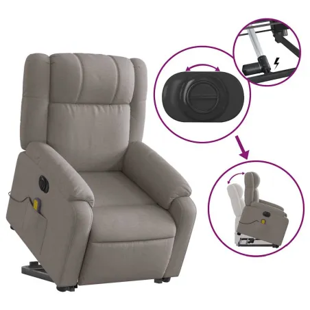 Fauteuil inclinable de massage électrique Taupe Tissu