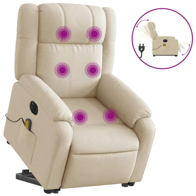 Fauteuil inclinable de massage électrique Crème Tissu